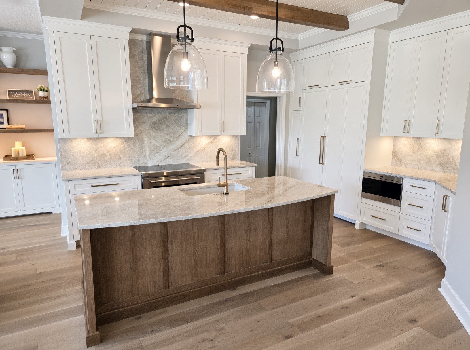 Custom white kitchen with island