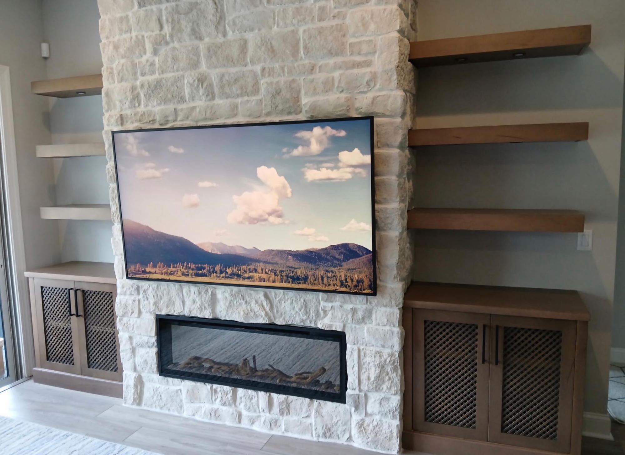 Custom kitchen island with stone countertop