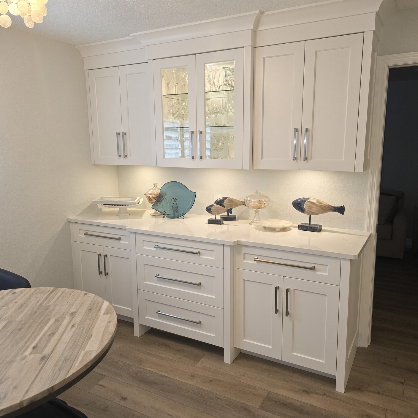 Completed kitchen remodel with custom cabinetry